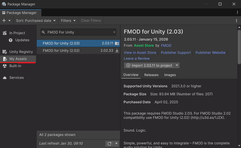 FMOD for Unity