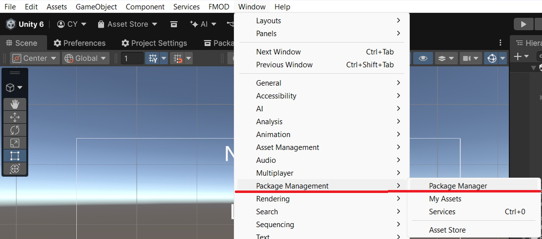 Unity Package Manager Open